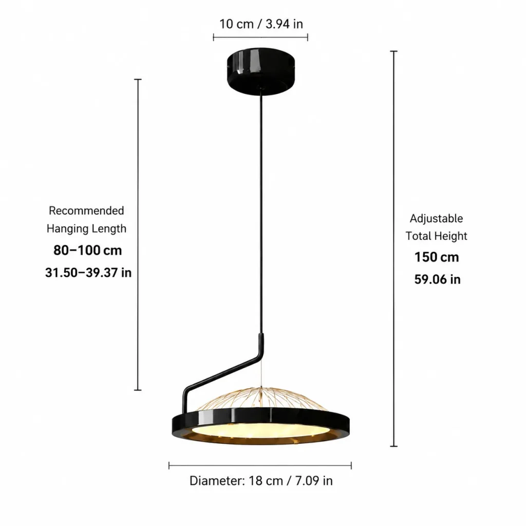 Modern Black Ring LED Pendant Light | Gold Accent Ceiling Chandelier