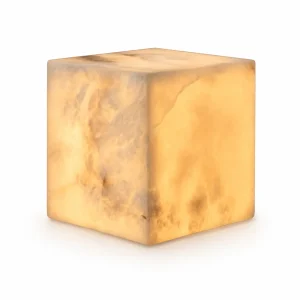 Snowflake Alabaster Glow Cube Lamp | Minimalist Stone LED Table Light