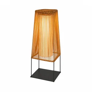 Natural Rattan Outdoor Floor Lamp | Handwoven LED 6W Warm White Standing Light
