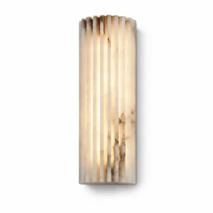 Modern Alabaster Wall Light | Fluted Stone LED Wall Sconce Bedroom & Hotel Lighting