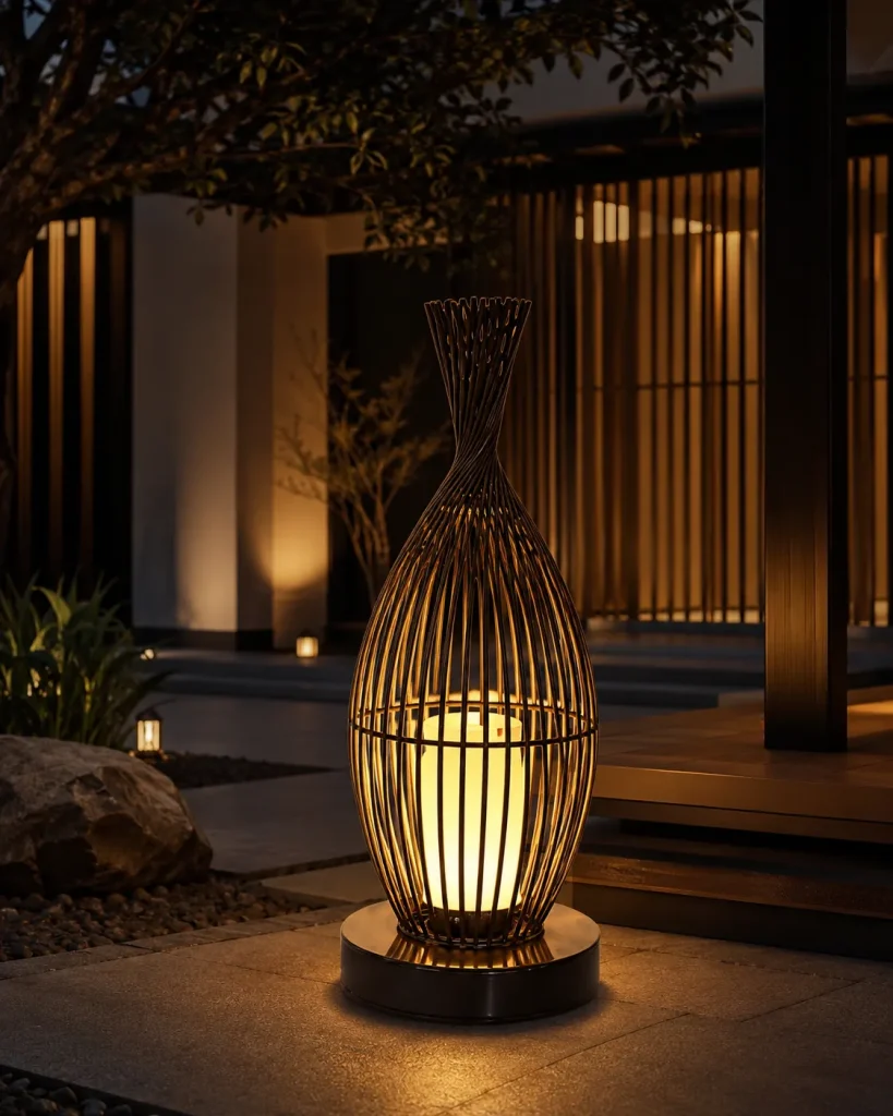 Outdoor Bamboo Lantern Garden Light | Warm White Decorative LED 3000K