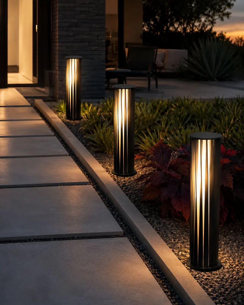 Modern LED Outdoor Pillar Light 7W Warm White Garden Lamp