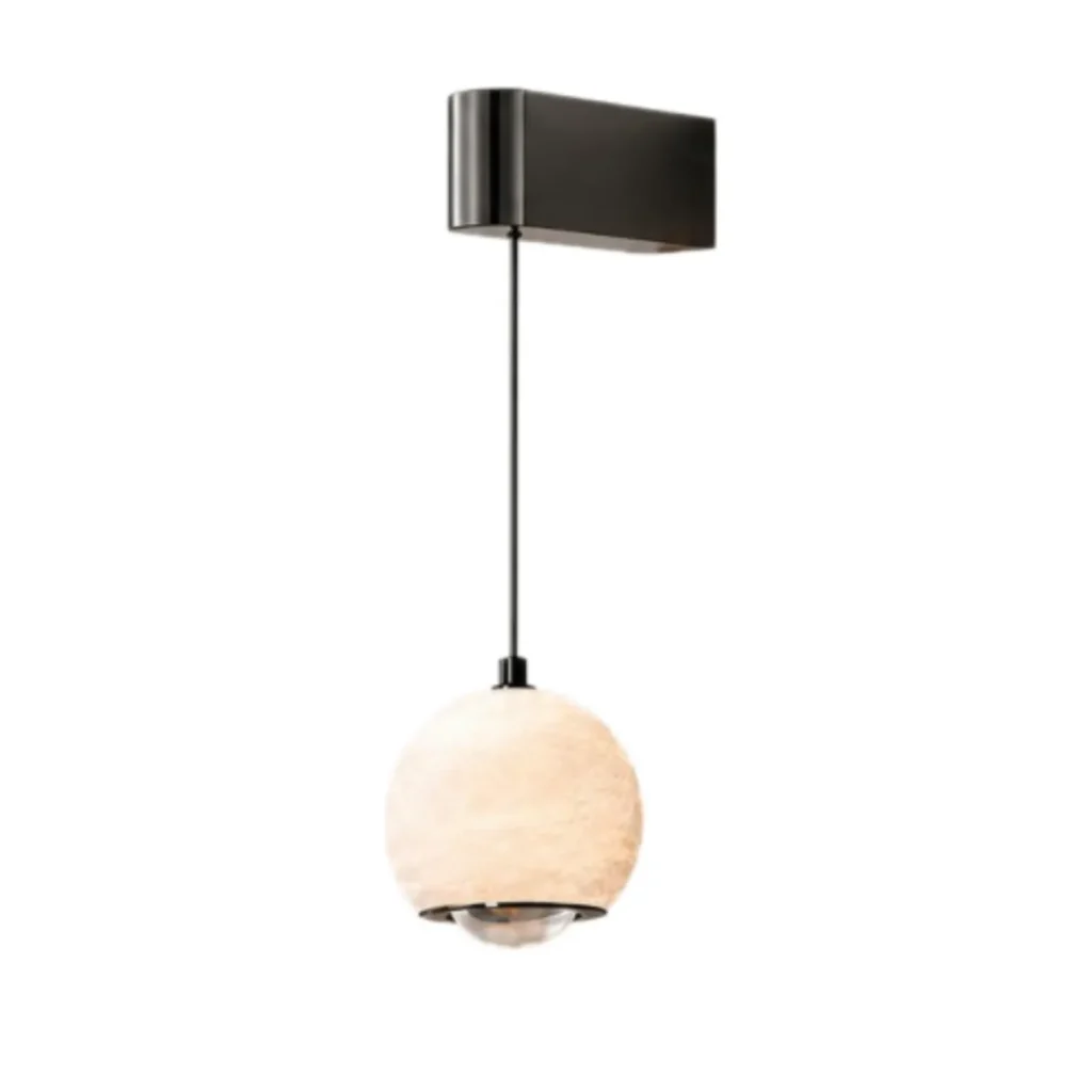 Natural Alabaster Sphere Wall Pendant Light – Modern Minimalist LED Series
