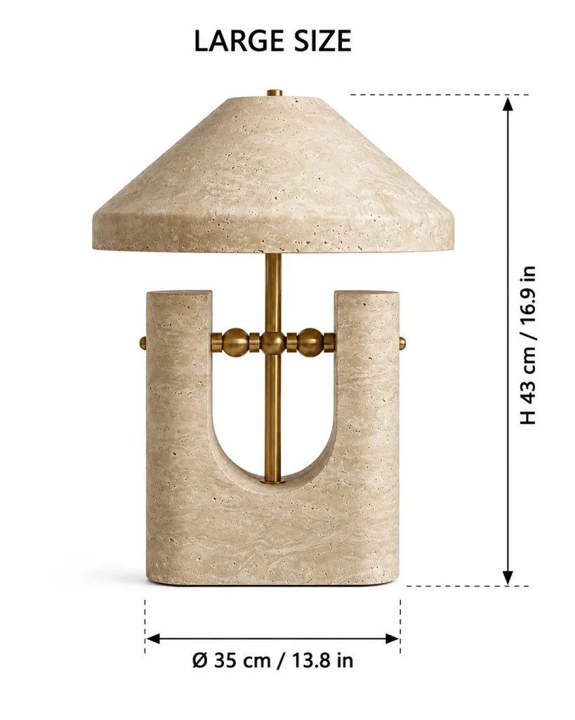 Travertine U-Form Sculptural Table Lamp–Wabi-Sabi Natural Stone LED Series