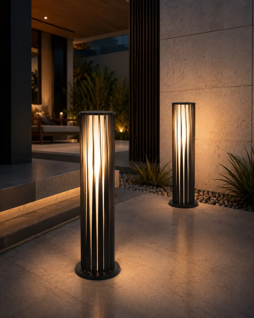 Modern LED Outdoor Pillar Light 7W Warm White Garden Lamp