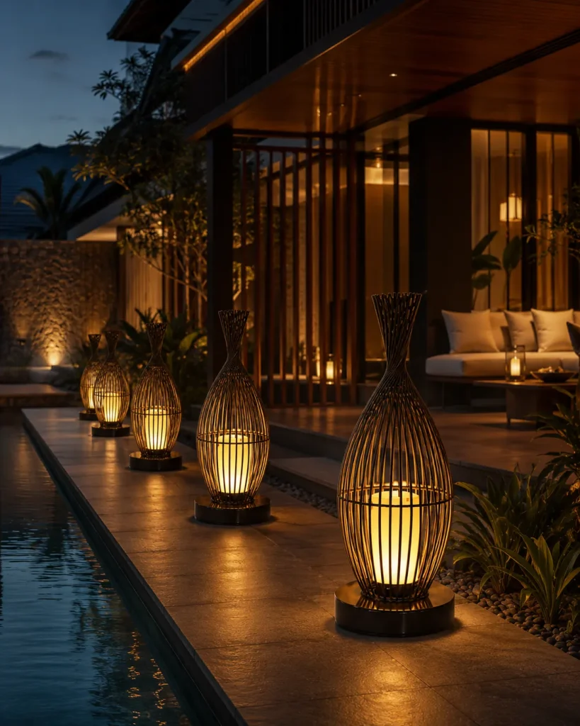 Outdoor Bamboo Lantern Garden Light | Warm White Decorative LED 3000K