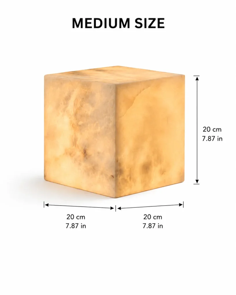 Snowflake Alabaster Glow Cube Lamp | Minimalist Stone LED Table Light