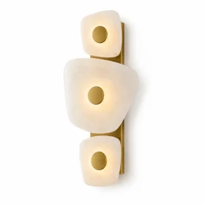 Modern Alabaster Wall Light | Brass & Stone Triple LED Wall Sconce Luxury Lighting