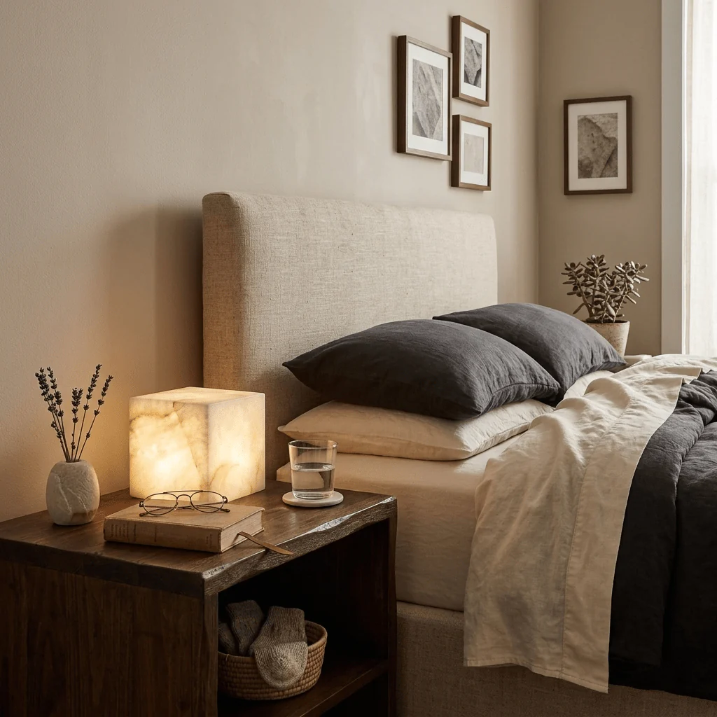Snowflake Alabaster Glow Cube Lamp | Minimalist Stone LED Table Light