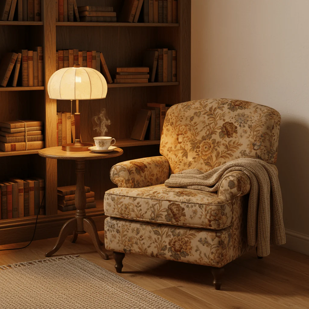 Walnut Fabric Table Lamp | Nordic Warm Minimalist LED Ambient Light