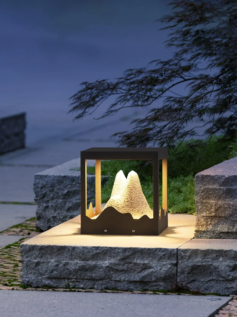 Modern Mountain Landscape Post Light | Outdoor Gate Pillar Light 3000K