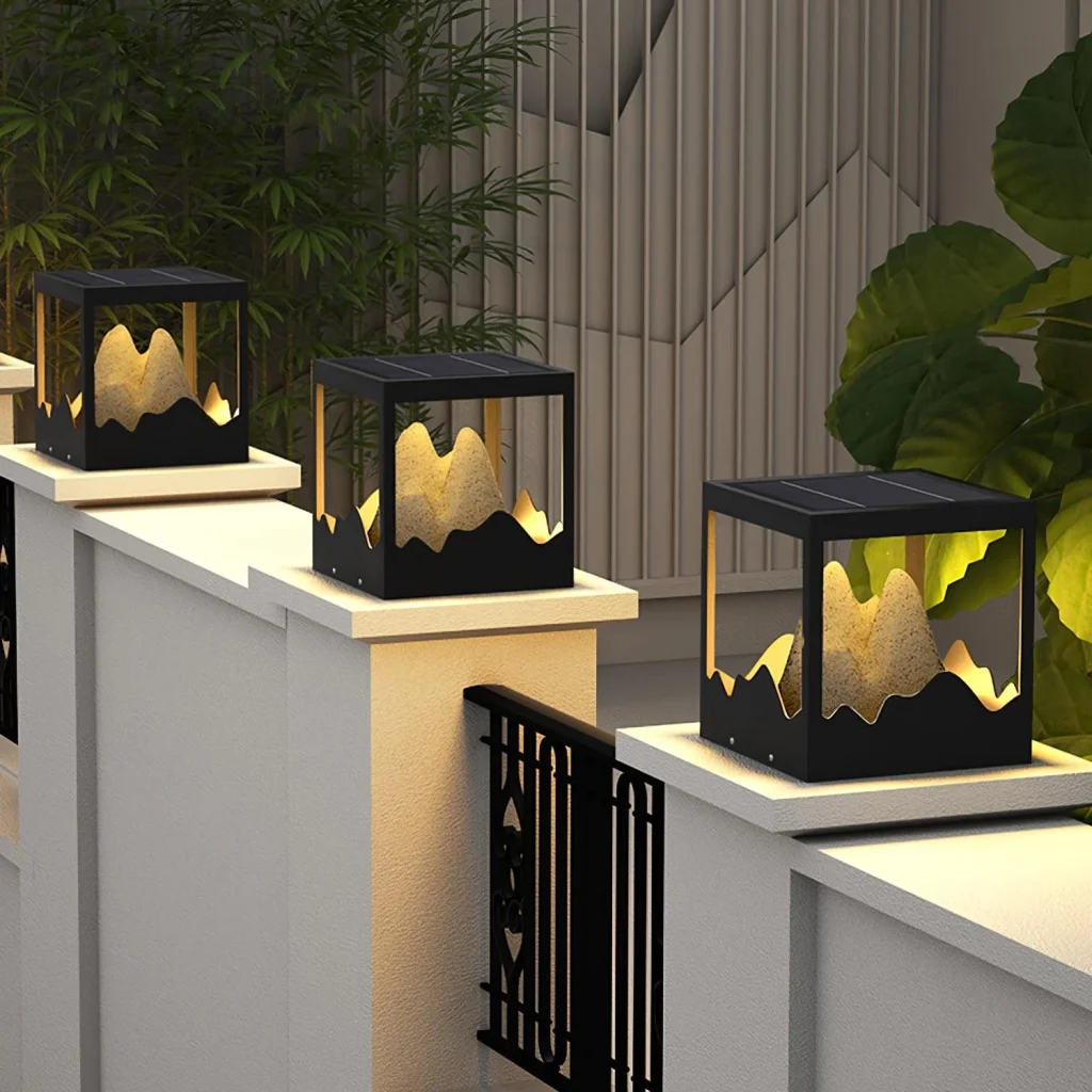 Modern Mountain Landscape Post Light | Outdoor Gate Pillar Light 3000K