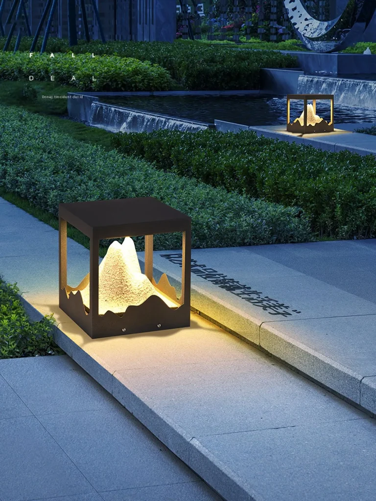 Modern Mountain Landscape Post Light | Outdoor Gate Pillar Light 3000K