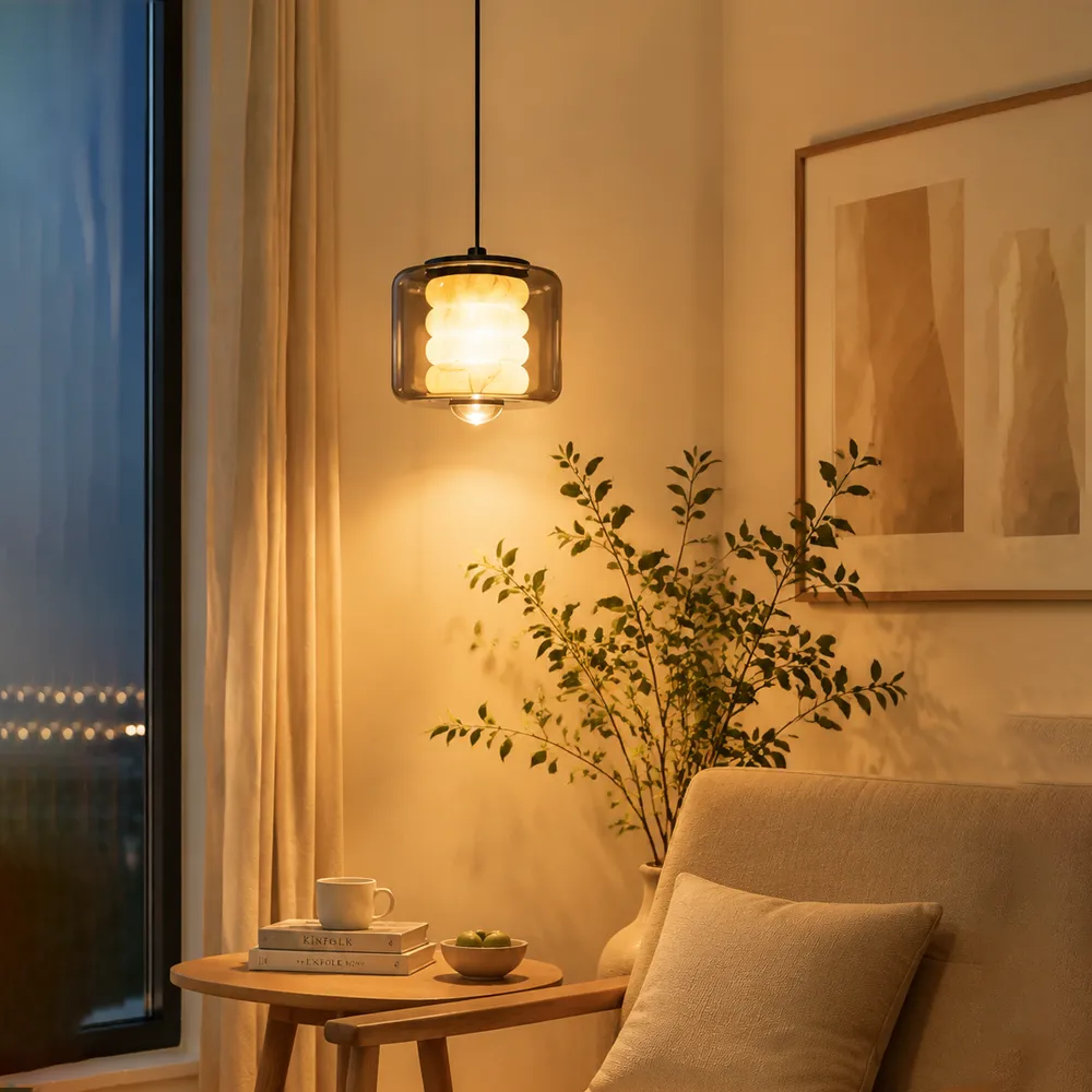 Modern Marble Glass Pendant Light | Luxury Stone LED Ceiling Light