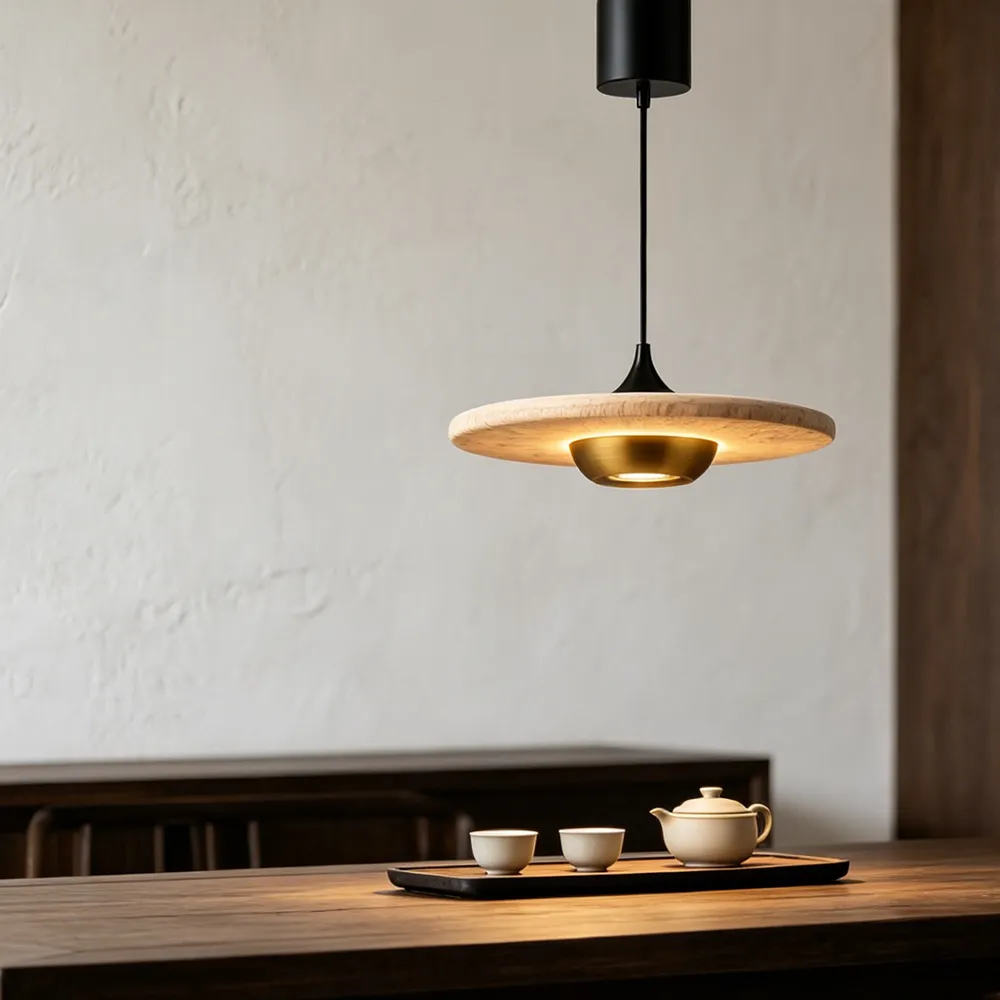 Modern Marble Pendant Light | Natural Stone LED Disc Chandelier