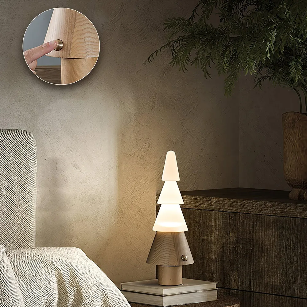 Nordic Tree Series Table Lamp – Wooden Sculptural LED Ambient Light