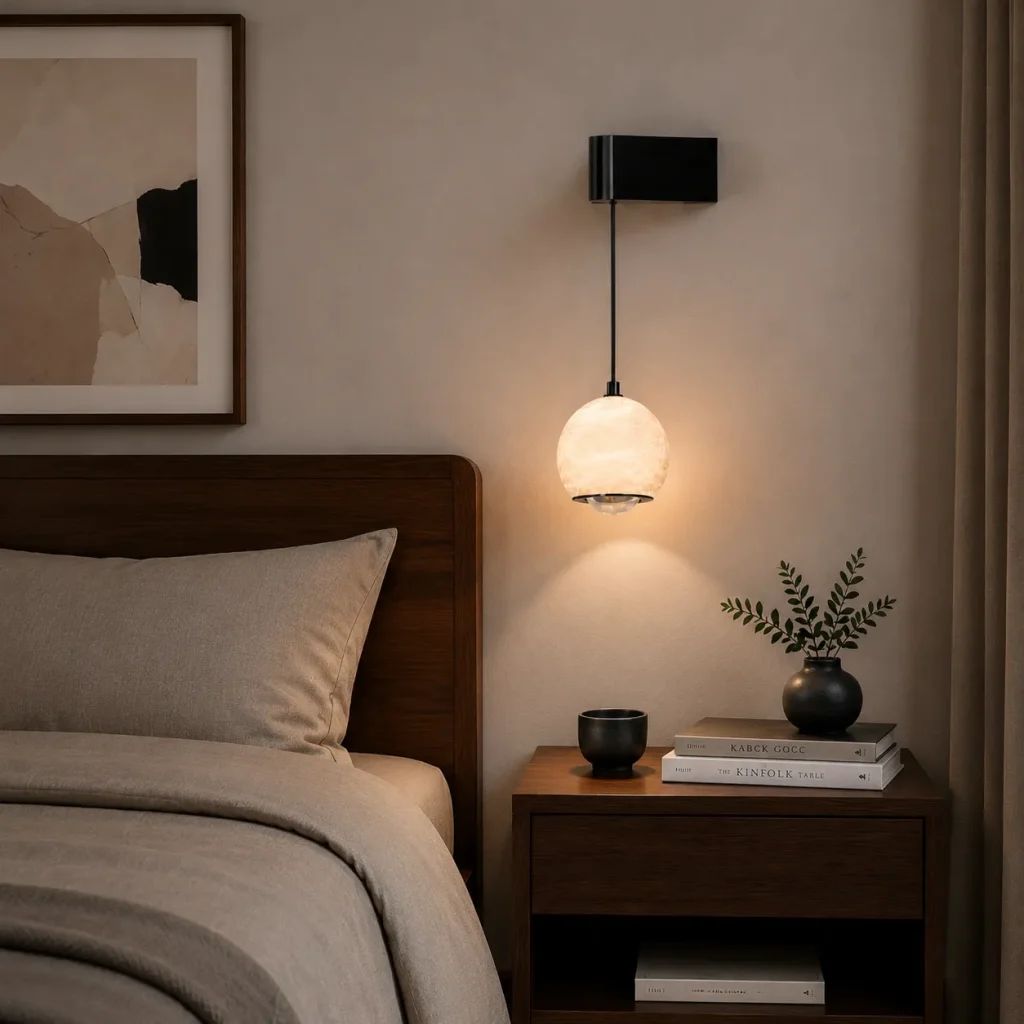 Natural Alabaster Sphere Wall Pendant Light – Modern Minimalist LED Series