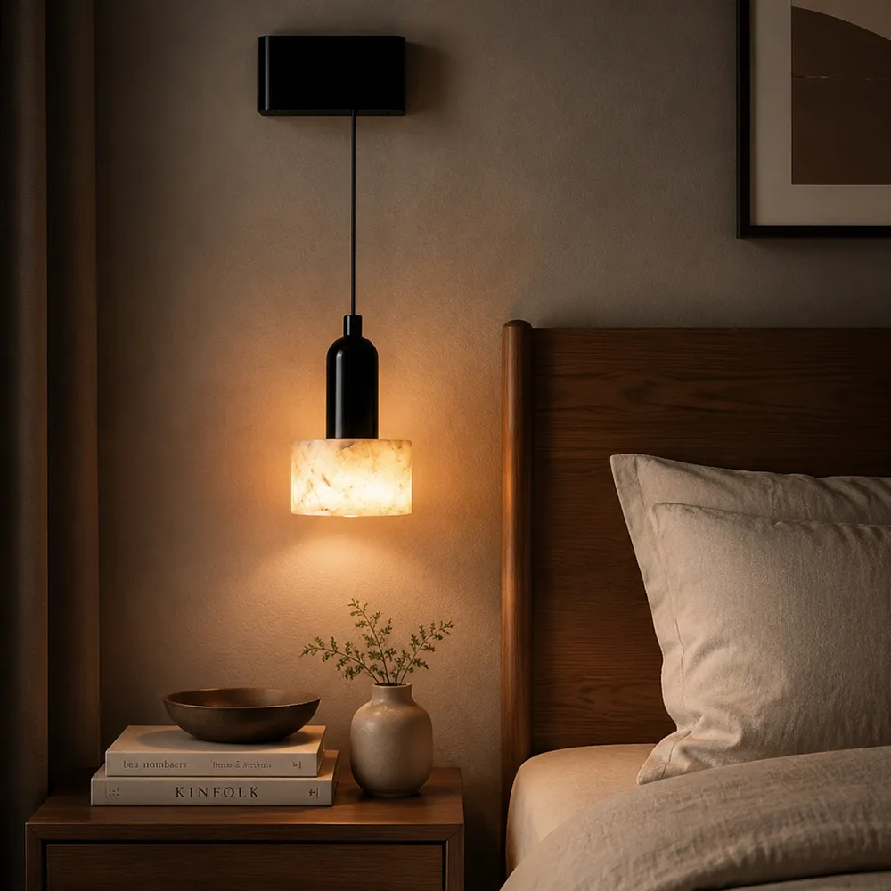 Aurora Adjustable Alabaster Wall Pendant Light – Modern Minimalist LED Sconce Series