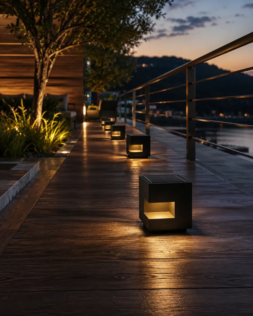 Modern Solar Cube Landscape Light | Outdoor LED Garden Cube 3000K Warm White