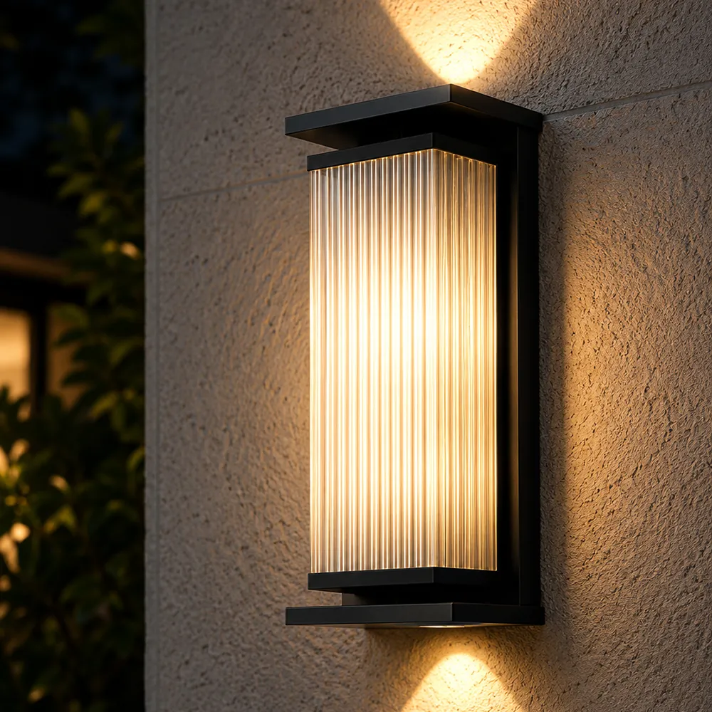 LED Ribbed Glass Wall Light | Modern Outdoor Architectural Sconce