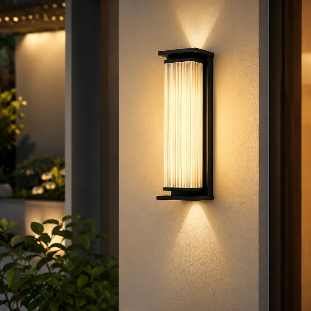 LED Ribbed Glass Wall Light | Modern Outdoor Architectural Sconce